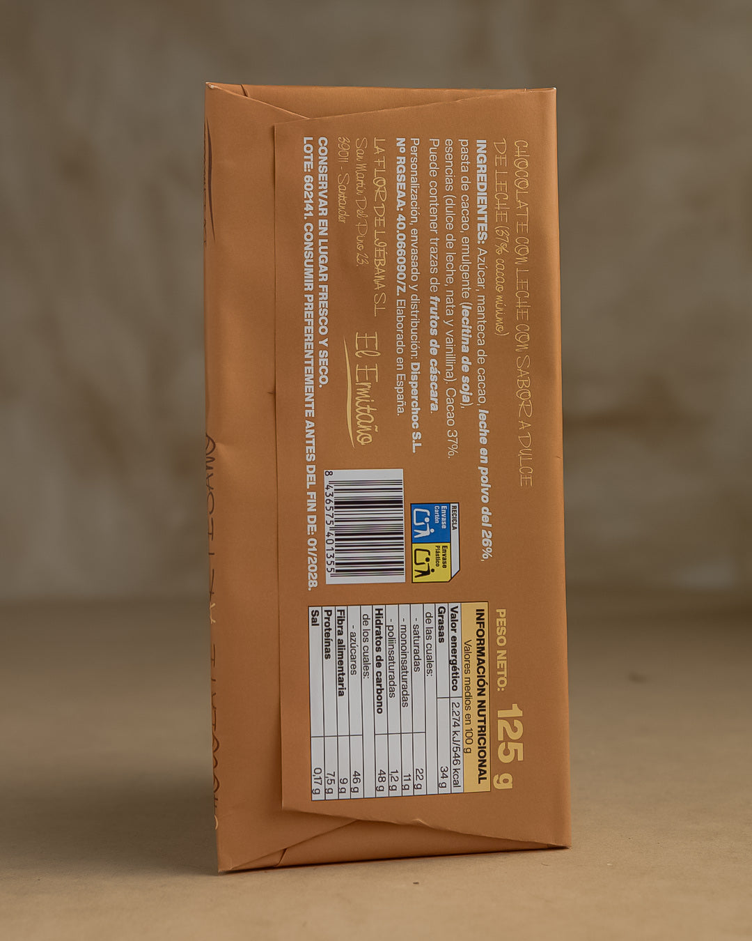 Chocolate con Leche Sabor Dulce de Leche- El Ermitaño 125g