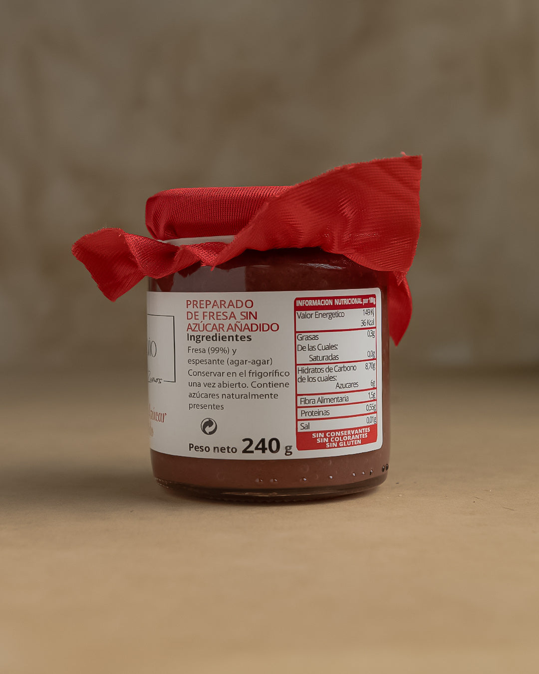 Mermelada Artesanal de Fresa Sin Azúcar Añadido - El Ermitaño 240 g