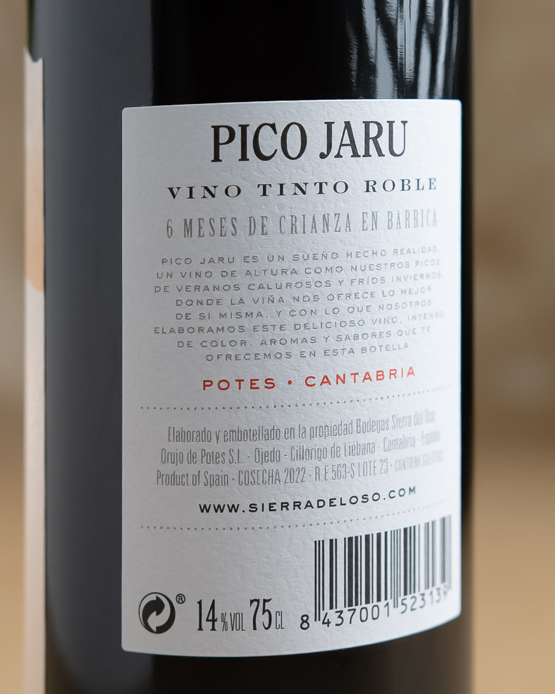 Vino Tinto Roble Pico Jaru - Sierra del Oso 75 cl