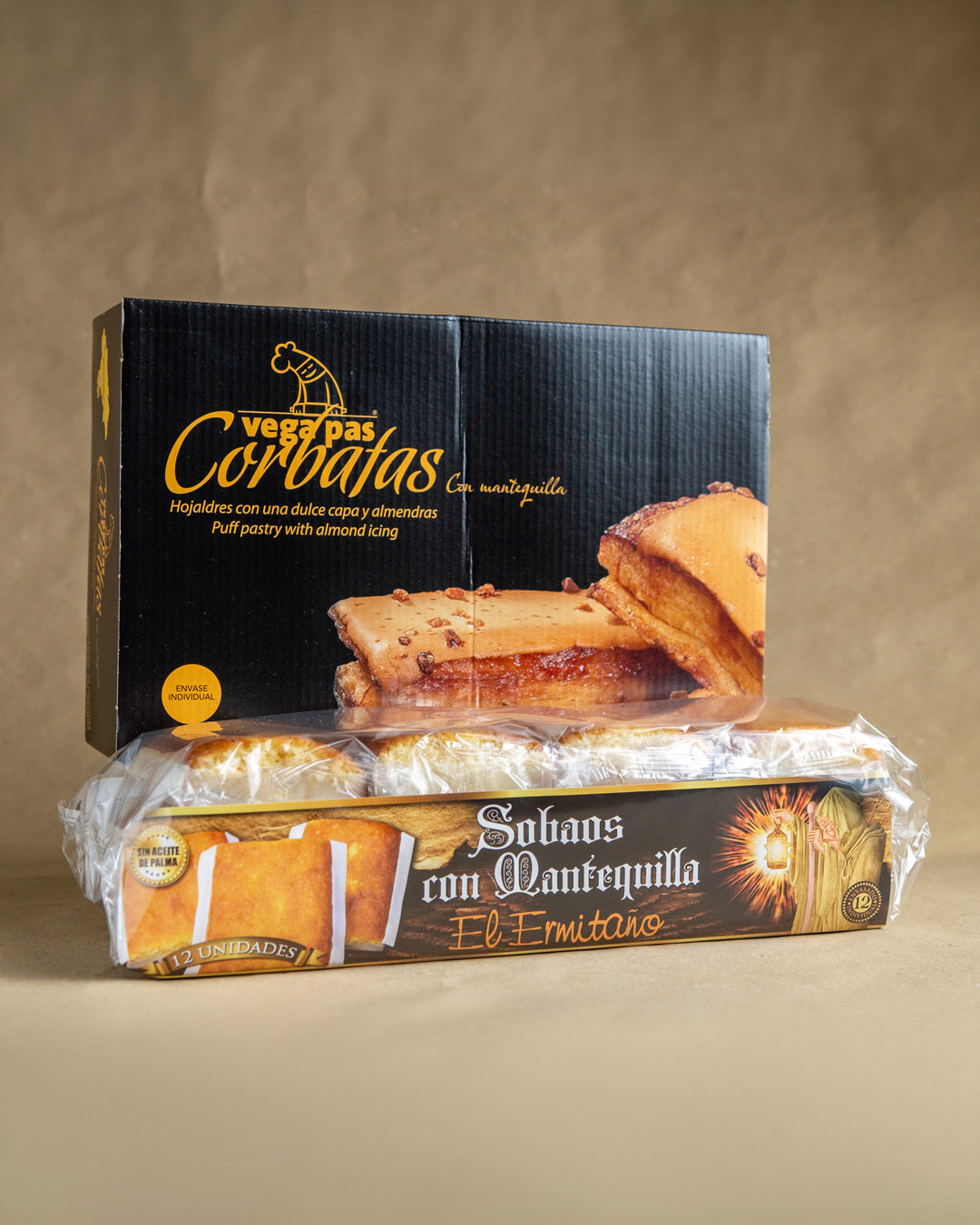 Pack Repostería de Cantabria - Corbatas Vega Pas y Sobaos El Ermitaño (12 uds)